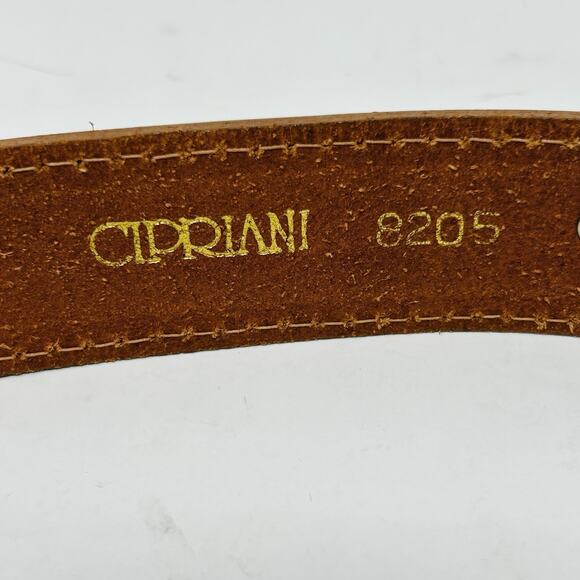 Cipriani Brown English Saddle Leather Belt M 1" Silver Buckle Accents - Picture 6 of 9